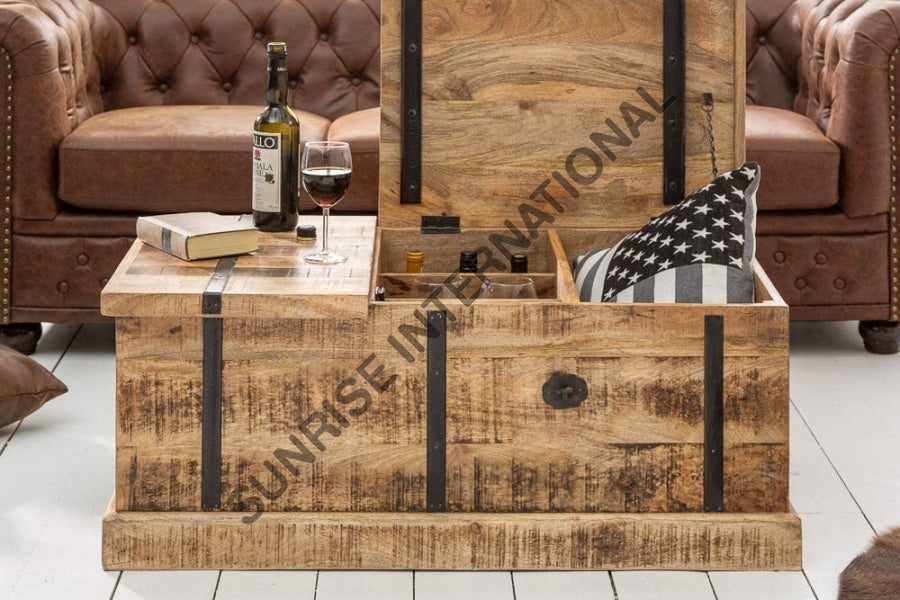 Buy Designer solid wood Center Table with storage trunk space online ...