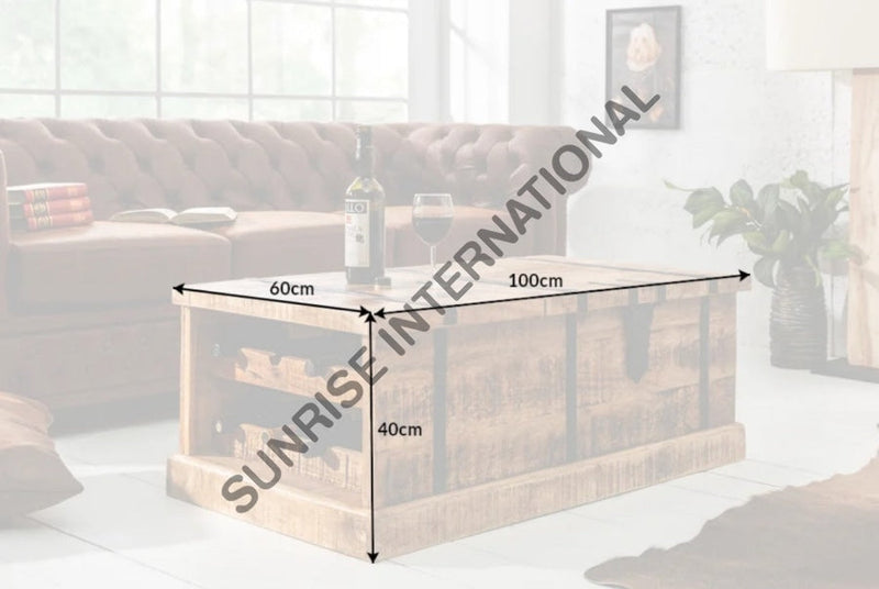 Buy Designer solid wood Center Table with storage trunk space online ...