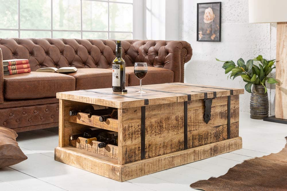 Wooden coffee & center table with storage & bottle rack space  !