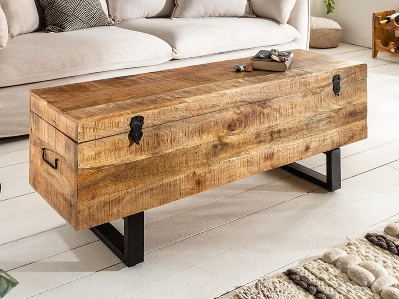 Wooden coffee & center table with storage space and metal legs  !
