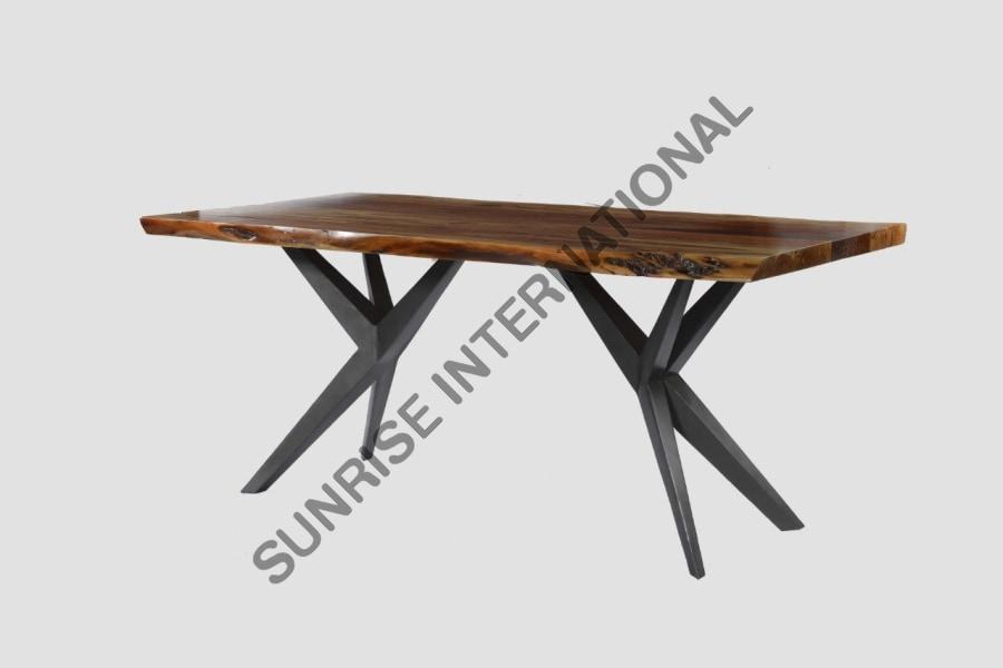 Acacia wood live edge slab dining table with Metal legs