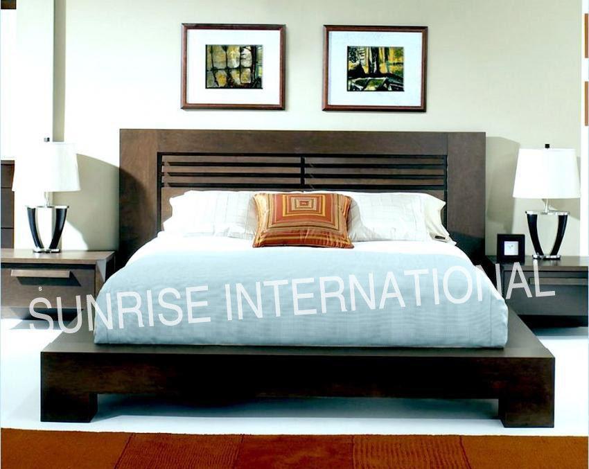 Contemporary Wooden Indian King Size Double Bed for Modern Home