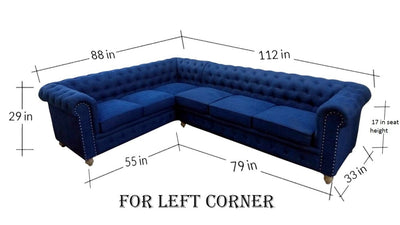 L shape contemporary chesterfield sofa set