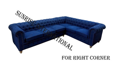 L shape chesterfield sofa set in solid wood