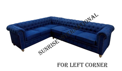 L shape chesterfield sofa set in solid wood