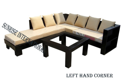 L shape wooden sofa set