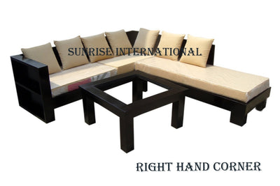 L shape wooden sofa set
