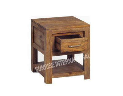 Sheesham wood bedside cabinet with drawer and open lower shelf