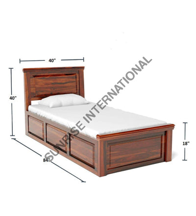 Single bed dimension diagram showing overall width, depth, headboard and footboard heights