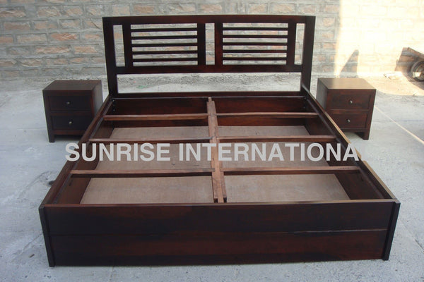 Queen size double bed sales with storage