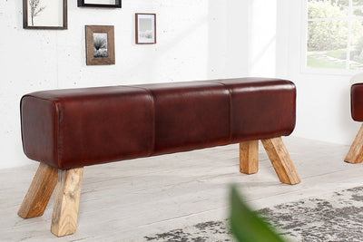 wooden vintage leather bench furniture