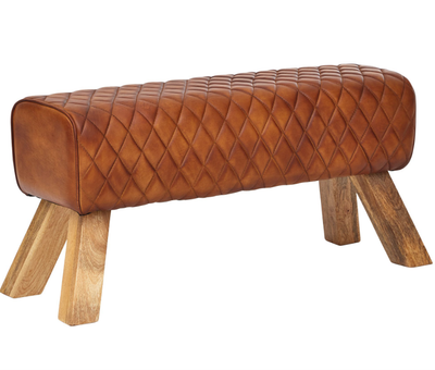 wooden vintage leather bench furniture