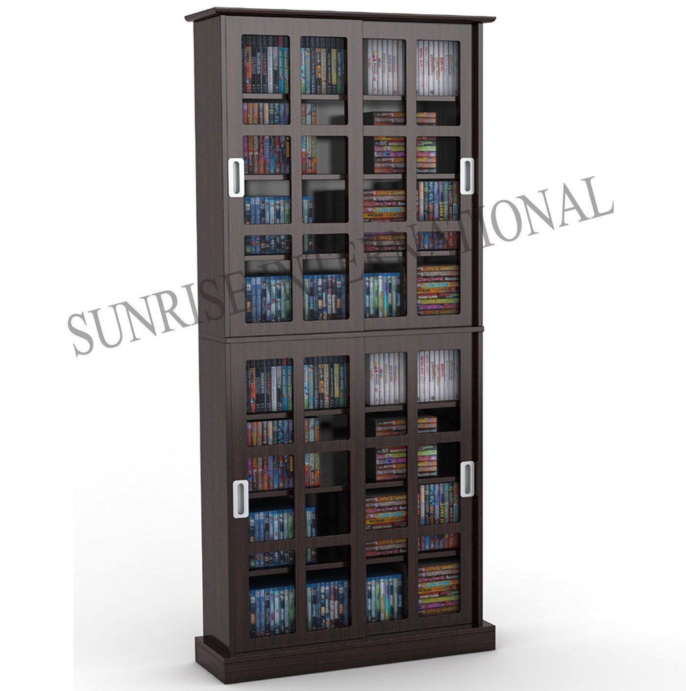 Wooden Big CD DVD Rack Cabinet with Sliding Door (SUN-WCDR080)