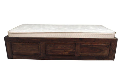 Wooden divan daybed with storage beneath the mattress area